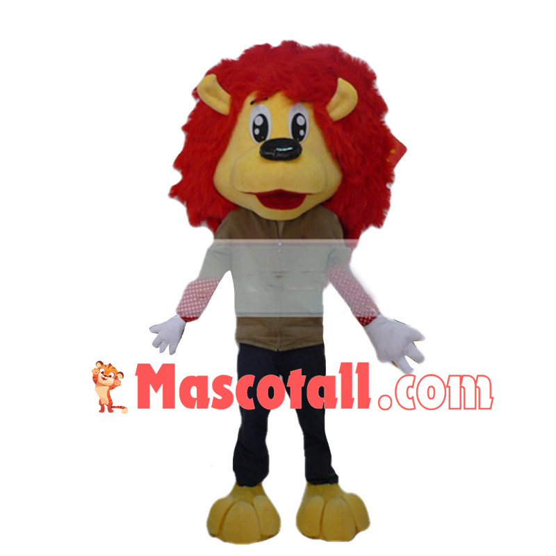 Red Haired Lion Man Cartoon Mascot Costume