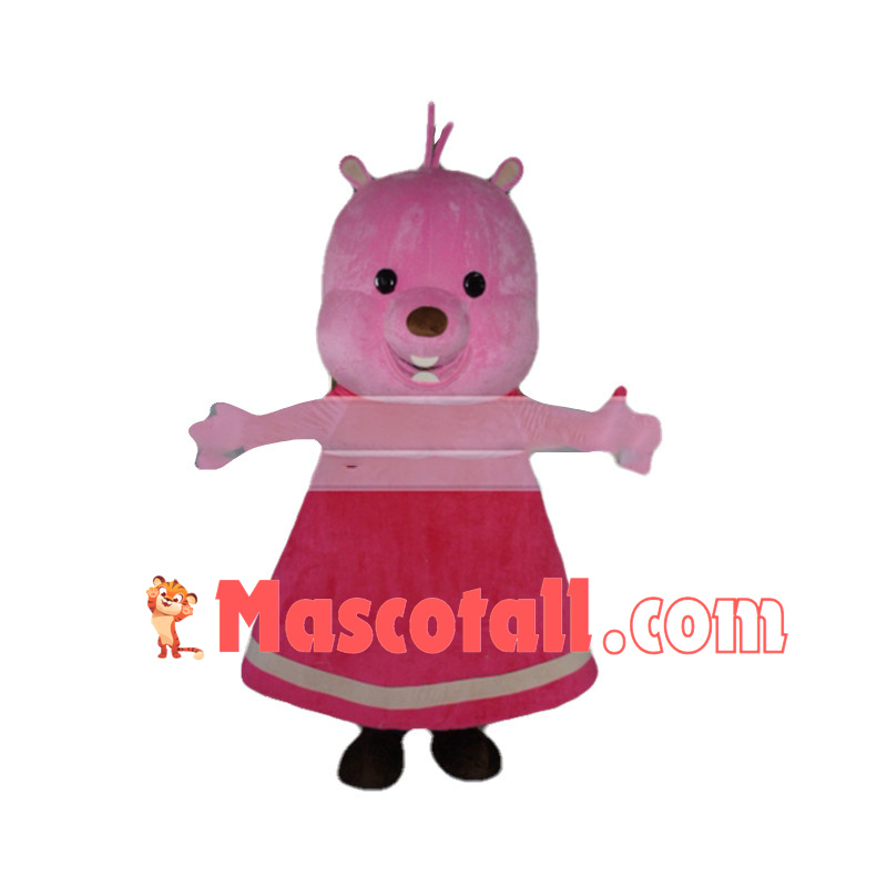 Cartoon Pink Baby Bear Girl Mascot Costume