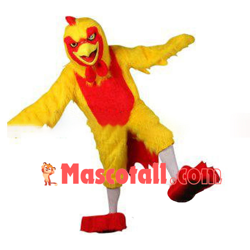 Adult Yellow Chicken Long Fur Mascot Costume