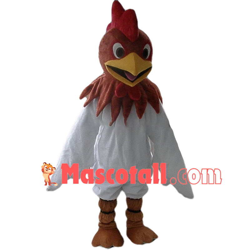 White Chicken With Brown Head Mascot Costume