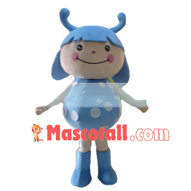 Cartoon Blue Ladybug Girl Mascot Costume