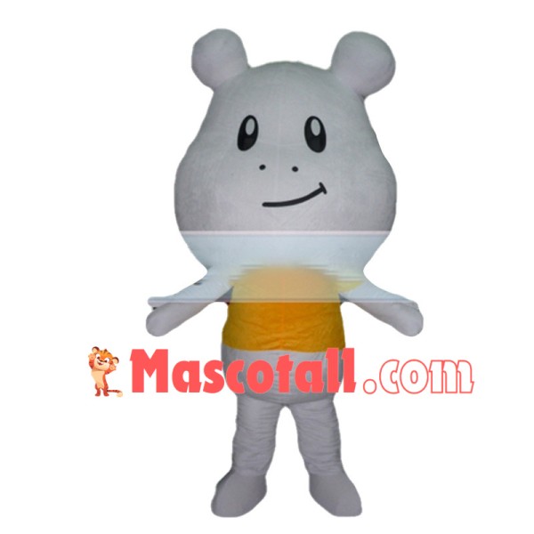 Clever Cartoon White Bear Mascot Costume 