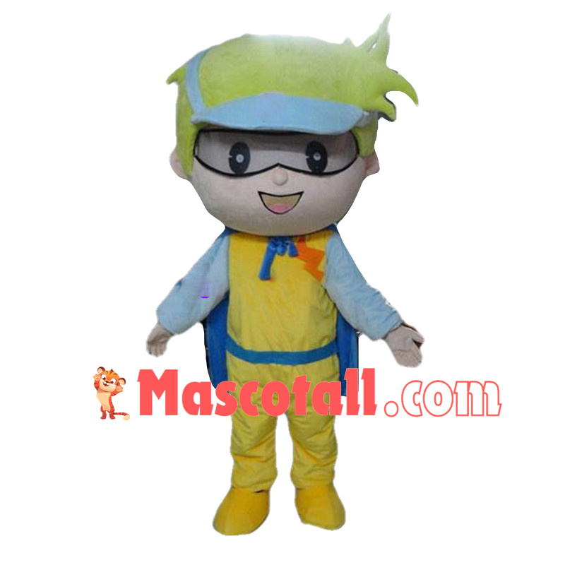 Superhero Yellow Hair Boy Mascot Costume