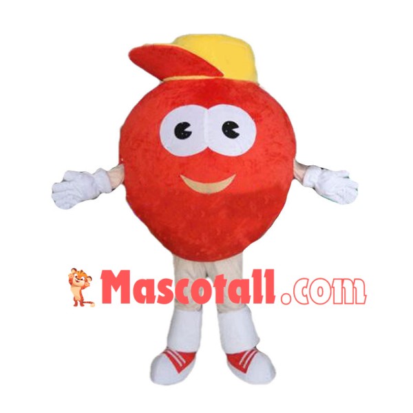 Deluxe Cartoon Red Apple With In Red Peaked Cap Mascot Costume