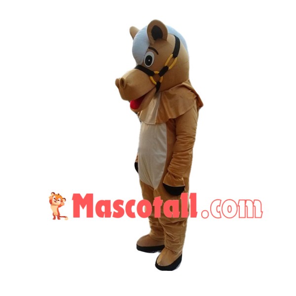 Harnessed Brown Horse Mascot Costume 