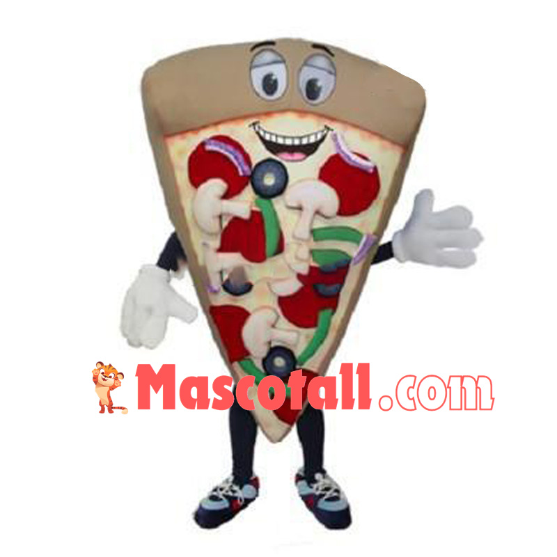 Lightweight Cartoon Triangle Pizza Slice With Fresh Vegetables Mascot Costume 