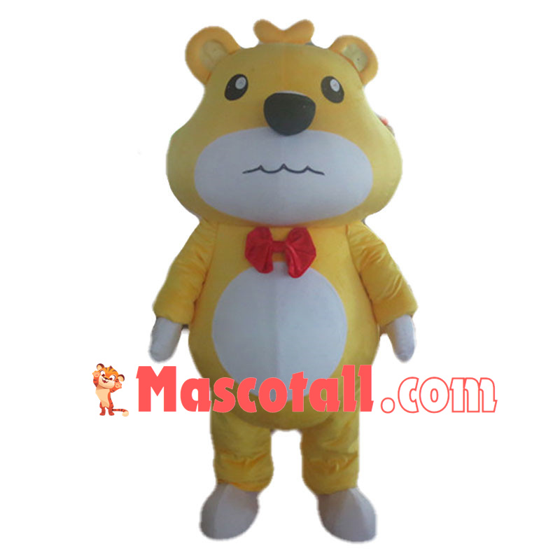 Depressed Yellow Bear Cartoon Mascot Costume