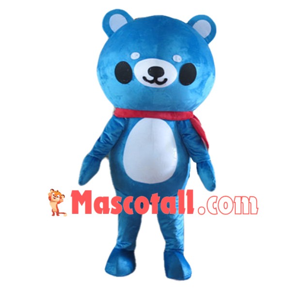 Blue Teddy Bear Cartoon Mascot Costume 