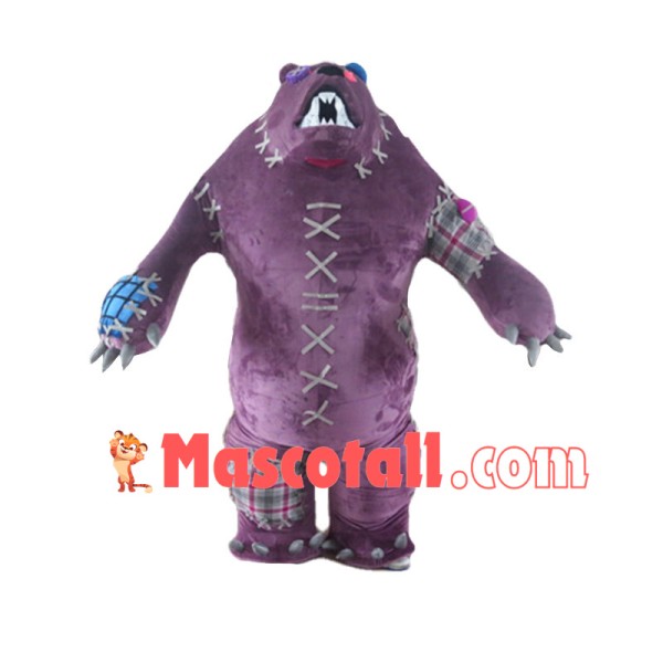 Scary Purple Beggar Bear Mascot Costume 
