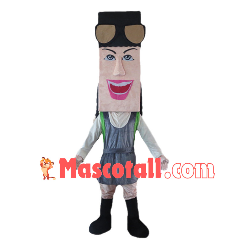 Cool Charming Girl With Square Face Mascot Costume