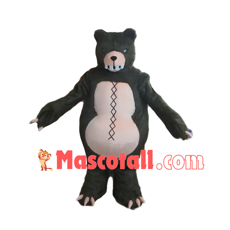 Scary Black Beggar Bear Mascot Adult Plush Costume 