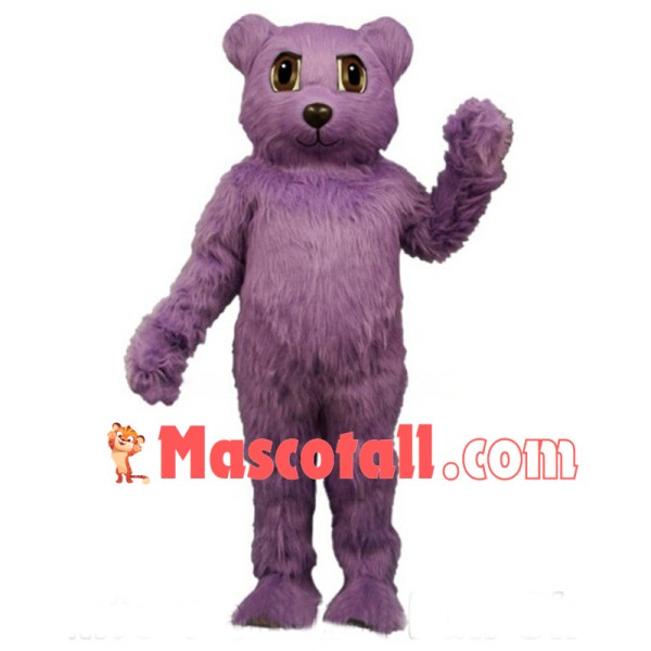 Purple Teddy Bear Long Fur Mascot Costume 