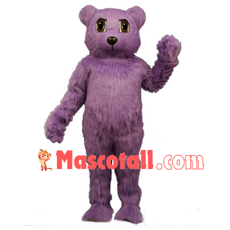 Purple Teddy Bear Long Fur Mascot Costume 