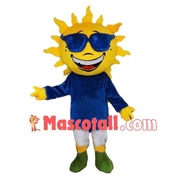 Cool Happy Sunshine Man With Sunglasses Mascot Costume 