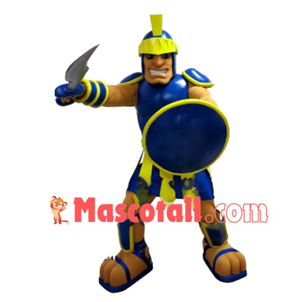 Royal Blue & Gold Spartan Warrior Mascot Costume 