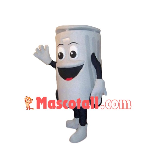 Lightweight Cartoon White Trash Can with Wheels Mascot Costume	