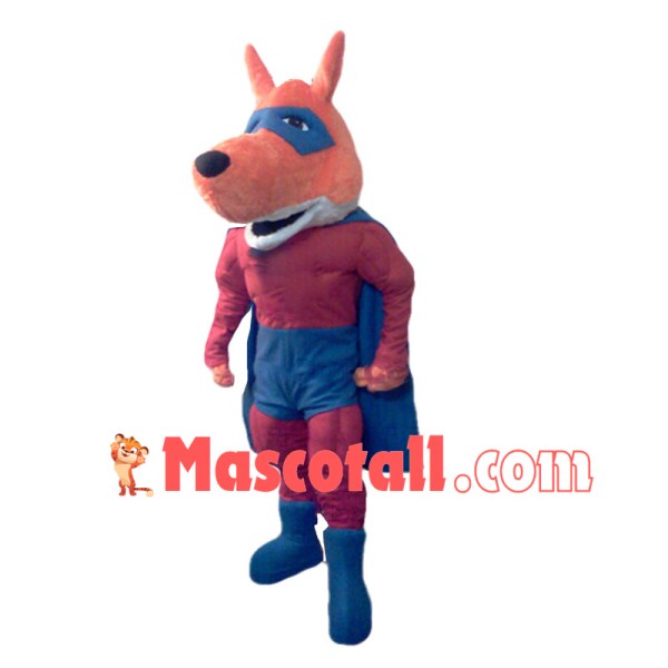 Super Hero Orange Wolf Mascot Costume	