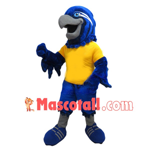 Soccer Blue Hawk Mascot Costume 