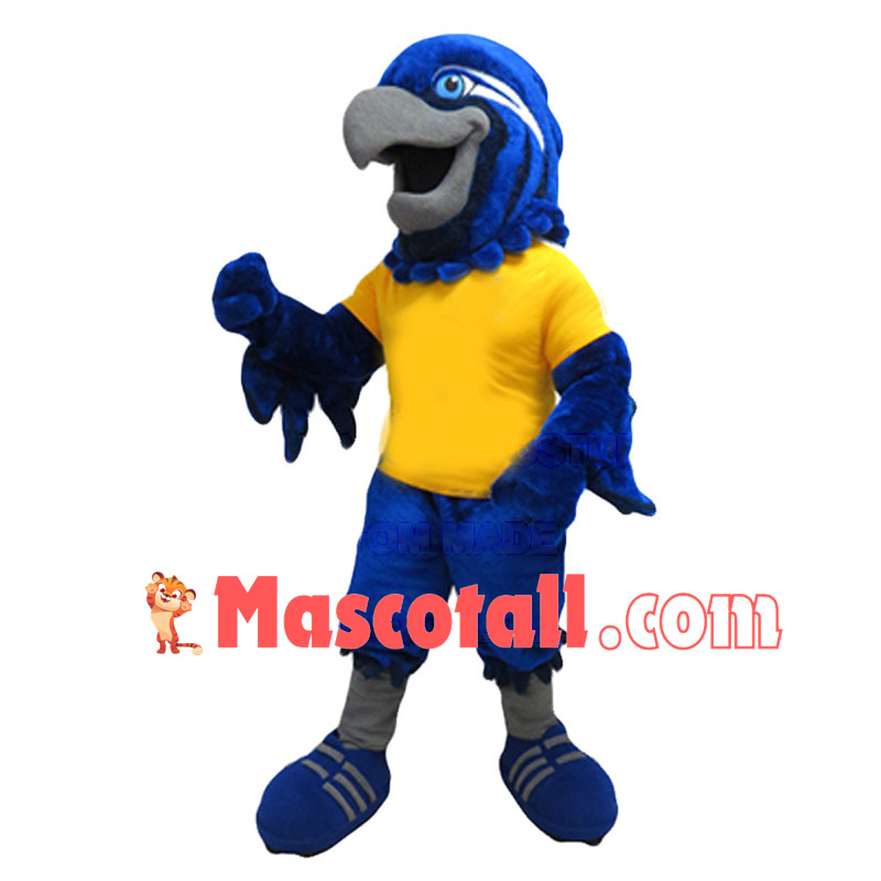 Soccer Blue Hawk Mascot Costume 