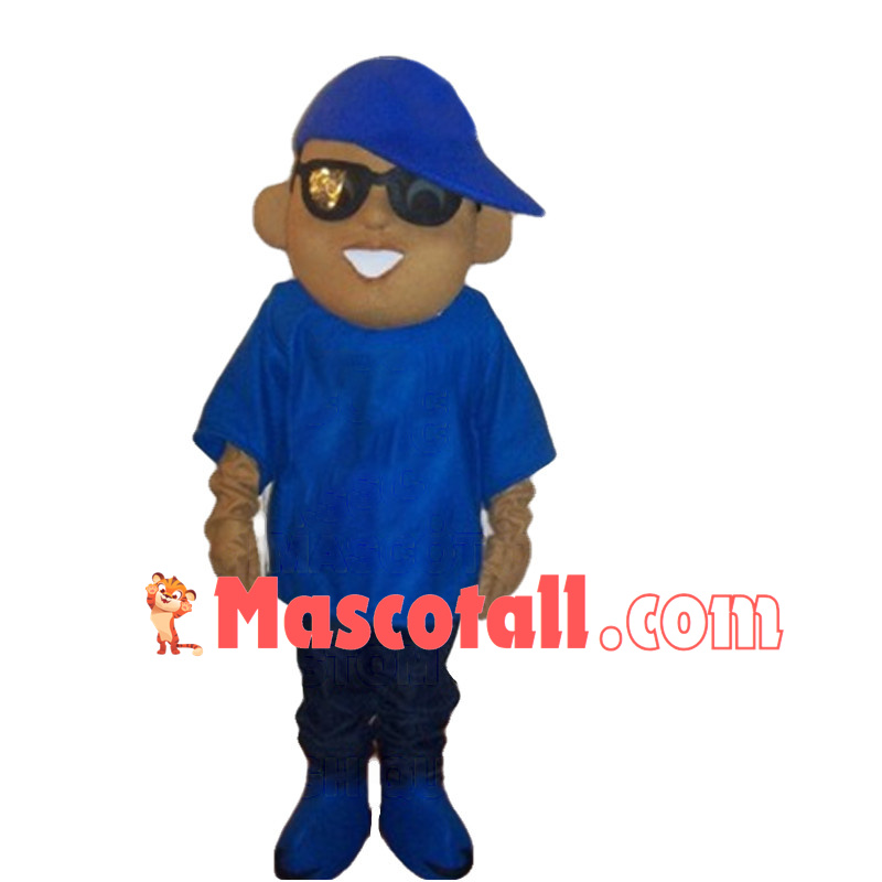 Cool Street Fashion Black Boy With Sunglasses Mascot Costume	