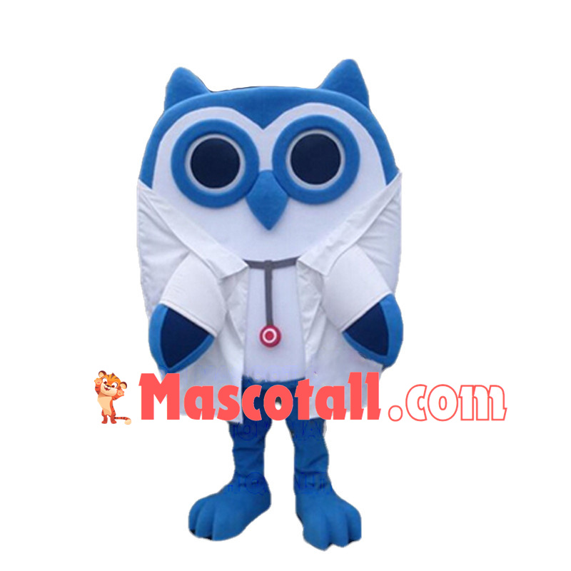 Doctor Blue Owl Mascot Costume 