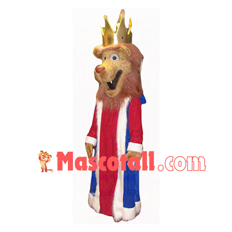 Wise King Lion In King Outfit Mascot Costume 