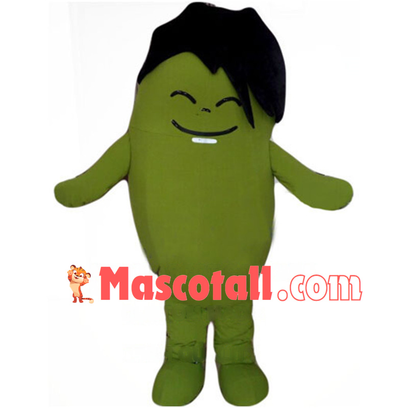 Long Haired Mung Bean Man Mascot Costume For Adult