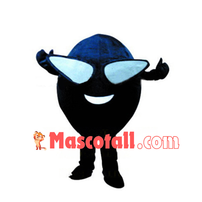 Black Ball With Sunglasses Mascot Costume 	