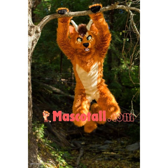 Happy Brown Dog Wolf Mascot Costume