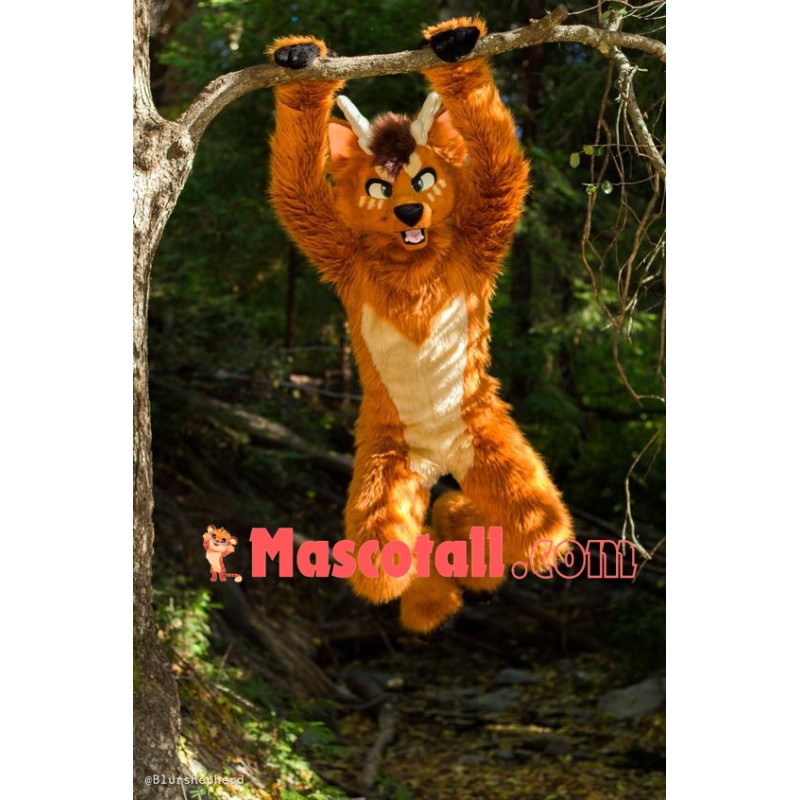 Happy Brown Dog Wolf Mascot Costume