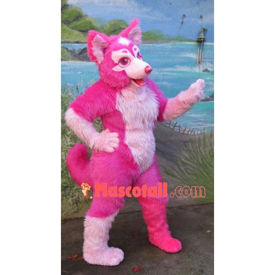 Lovely Pink Husky Dog Mascot Costume