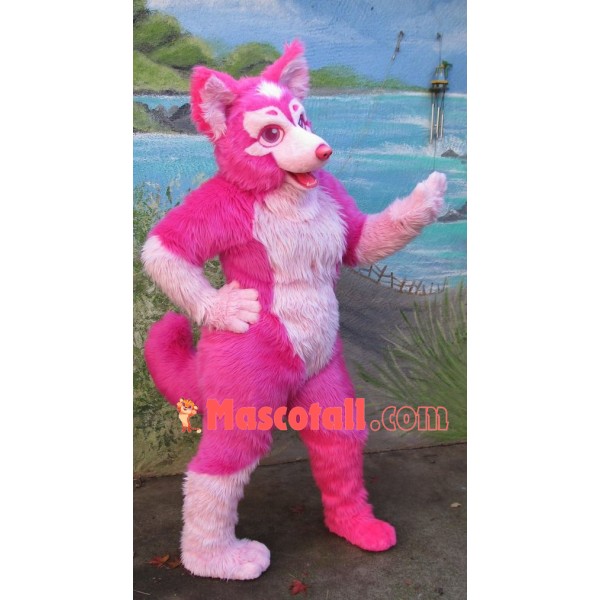 Lovely Pink Husky Dog Mascot Costume