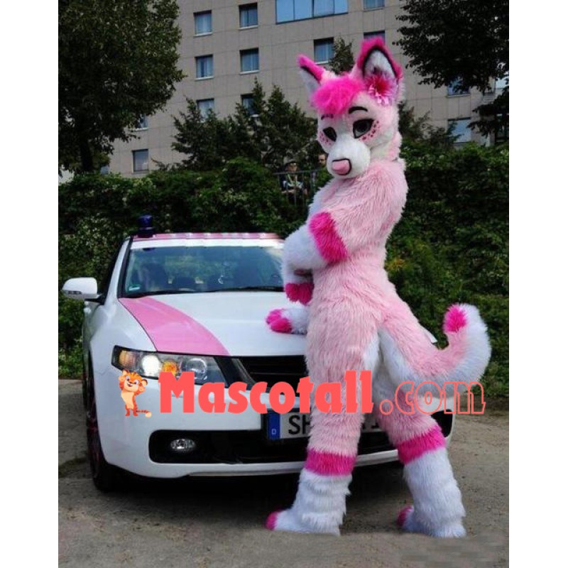 Cute Pink Husky Dog Mascot Costume