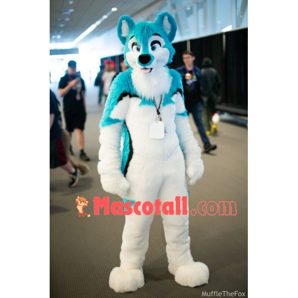 Superb Blue Husky Dog Wolf Mascot Costume