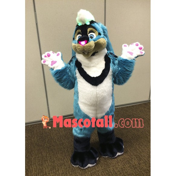 Cute Blue Bunny Mascot Costume
