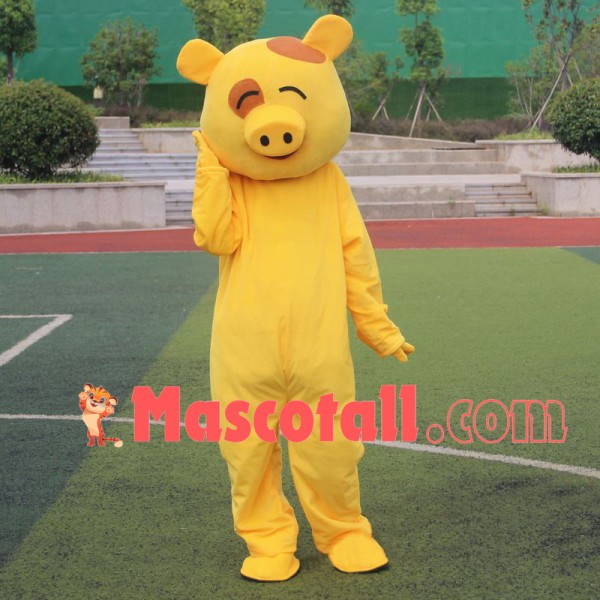 Yellow Pig Mascot Costume