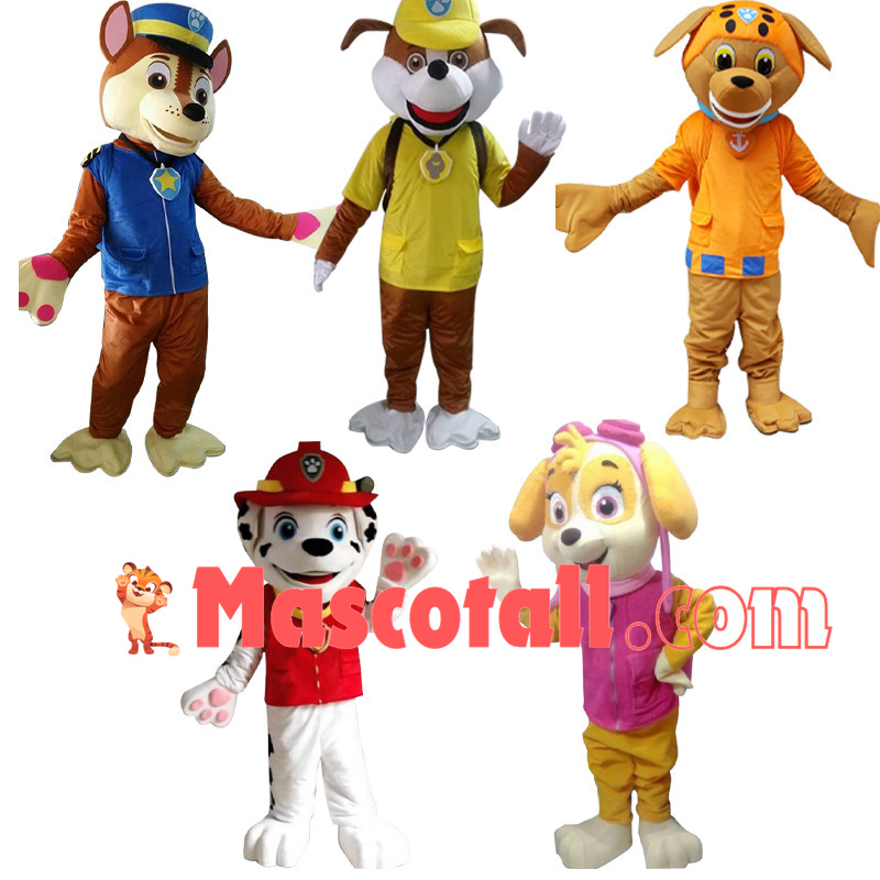 Paw Patrol - CHASE, MARSHALL, RUBBLE ,SKYE, ROCKY & ZUMA Mascot Costume